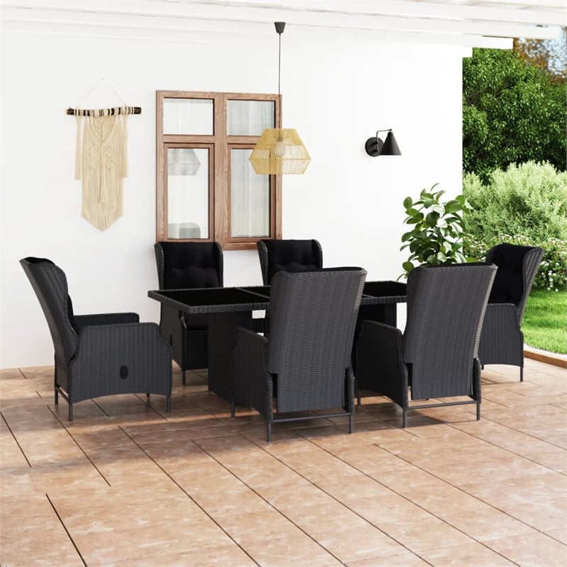 Bowery Hill Contemporary Outdoor Dining Set in Dark Gray/Black