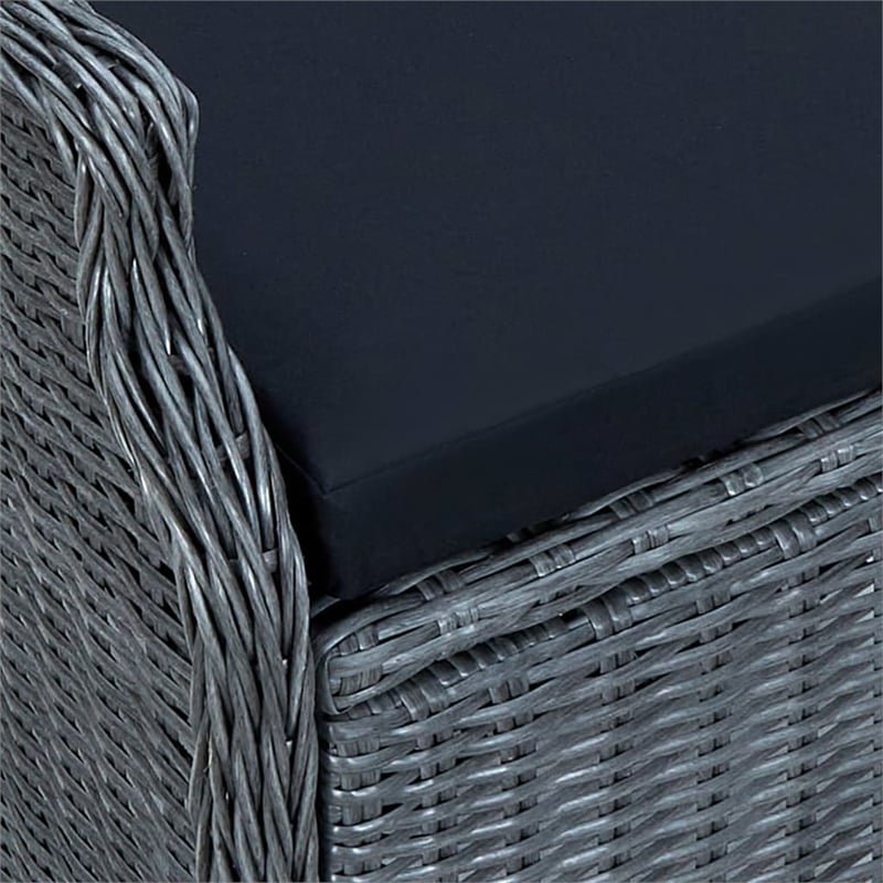 Bowery Hill Contemporary Outdoor Dining Set in Dark Gray/Black