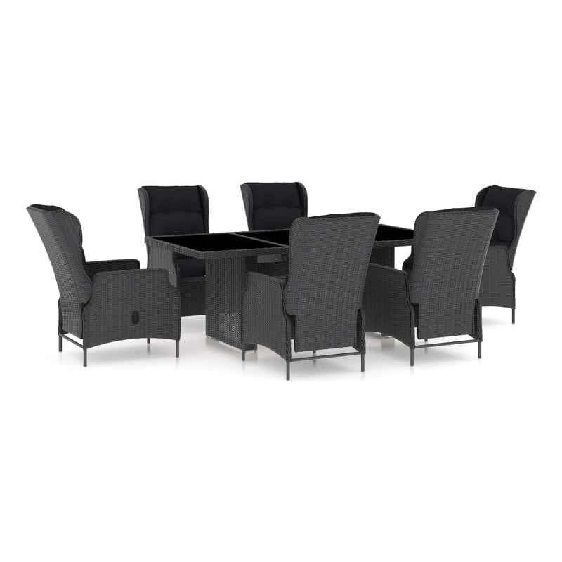 Bowery Hill Contemporary Outdoor Dining Set in Dark Gray/Black