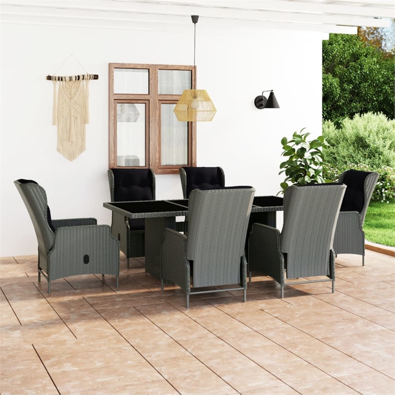 Bowery Hill Contemporary Outdoor Dining Set in Light Gray/Black