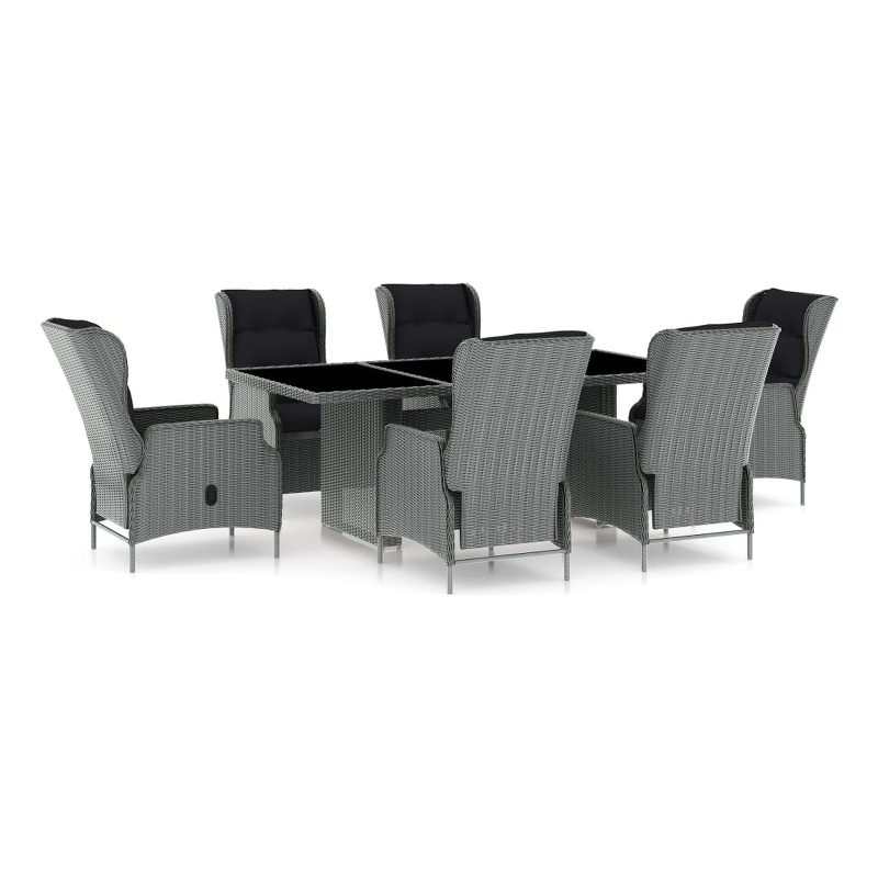 Bowery Hill Contemporary Outdoor Dining Set in Light Gray/Black