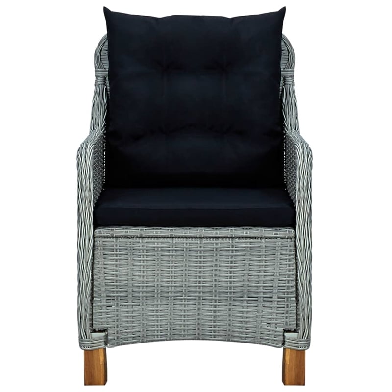 Bowery Hill Outdoor Dining Set in Light Gray Round PE Rattan 6-Piece Set