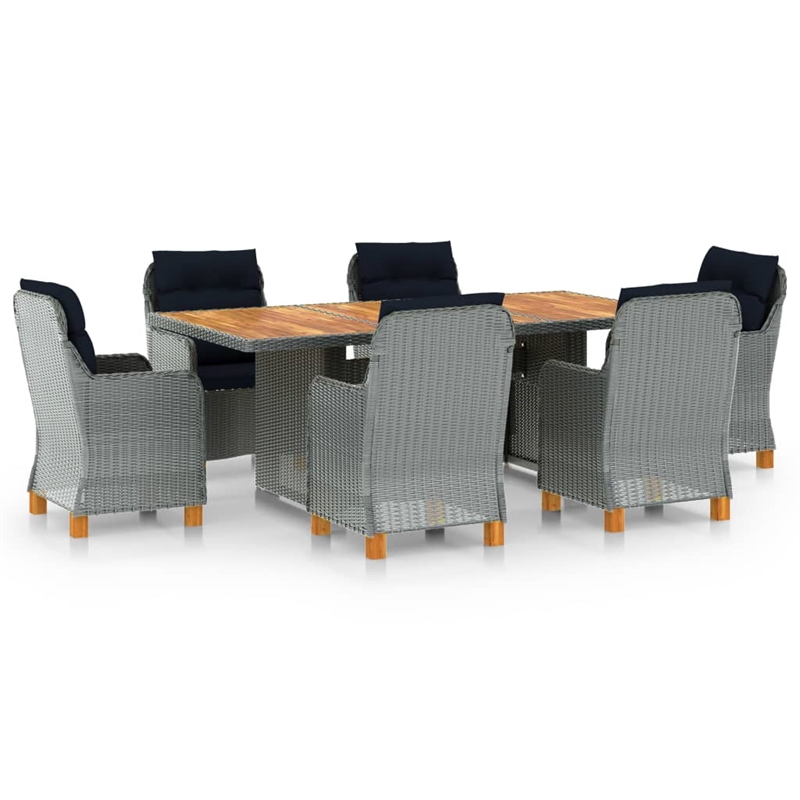 Bowery Hill Contemporary Patio Dining Set in Light Gray/Black