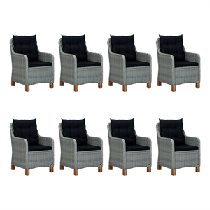 Bowery Hill Contemporary 9 Piece Patio Dining Set in Light Gray/Black