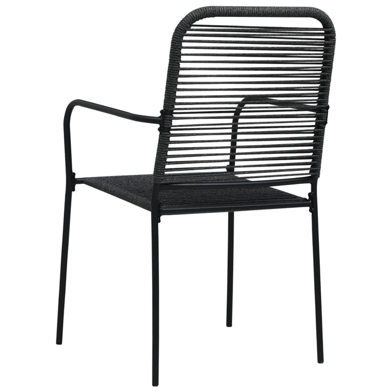 Bowery Hill Powder-Coated Steel/Glass/Cotton Rope Garden Dining Set in Black