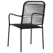 Bowery Hill Powder-Coated Steel/Glass/Cotton Rope Garden Dining Set in Black