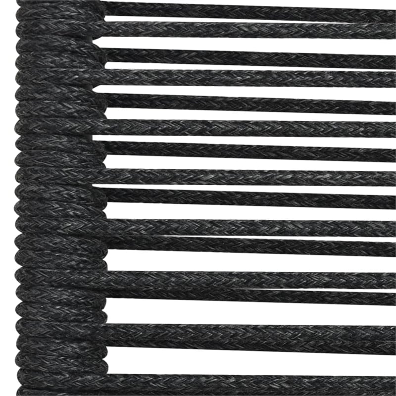 Bowery Hill Powder-Coated Steel/Glass/Cotton Rope Garden Dining Set in Black
