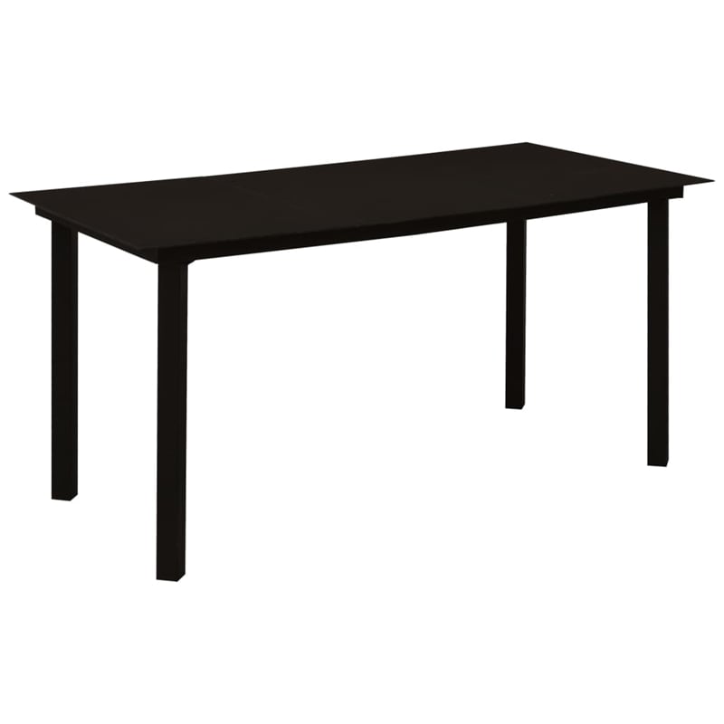 Bowery Hill Powder-Coated Steel/Glass/Cotton Rope Garden Dining Set in Black