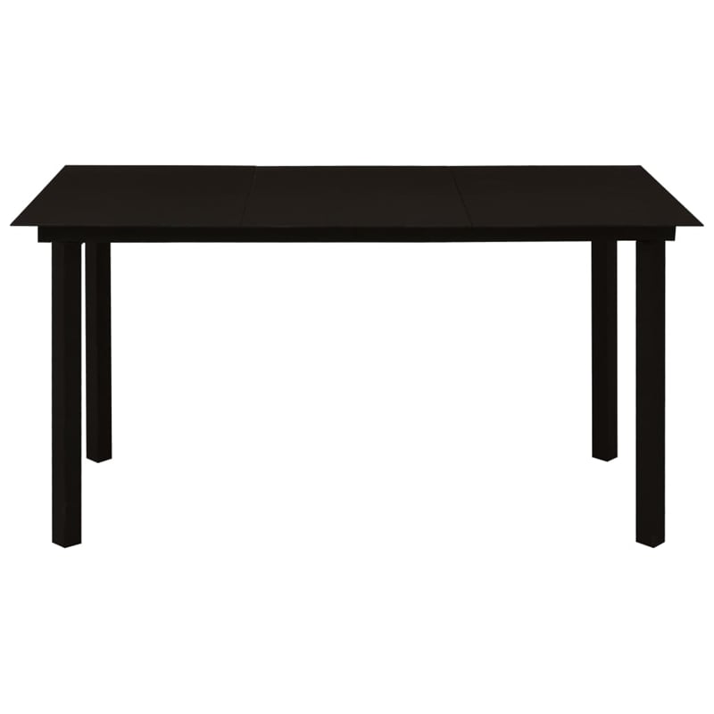 Bowery Hill Powder-Coated Steel/Glass/Cotton Rope Garden Dining Set in Black