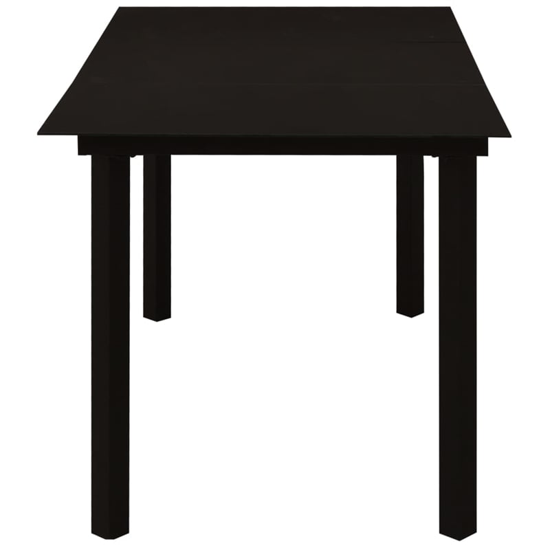 Bowery Hill Powder-Coated Steel/Glass/Cotton Rope Garden Dining Set in Black