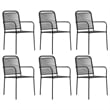 Bowery Hill Powder-Coated Steel/Glass/Cotton Rope Garden Dining Set in Black