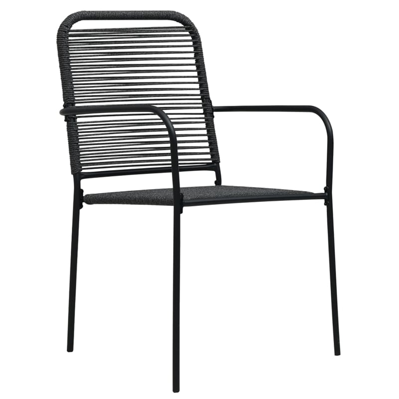 Bowery Hill Powder-Coated Steel/Glass/Cotton Rope Garden Dining Set in Black