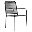 Bowery Hill Powder-Coated Steel/Glass/Cotton Rope Garden Dining Set in Black