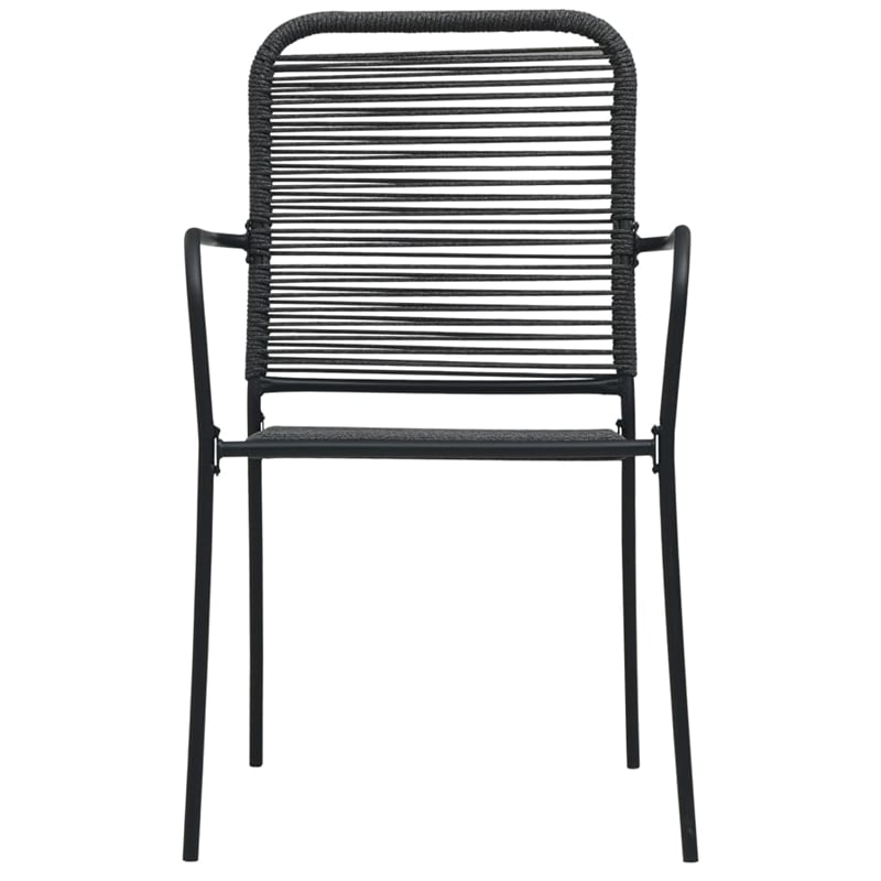 Bowery Hill Powder-Coated Steel/Glass/Cotton Rope Garden Dining Set in Black