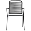 Bowery Hill Powder-Coated Steel/Glass/Cotton Rope Garden Dining Set in Black