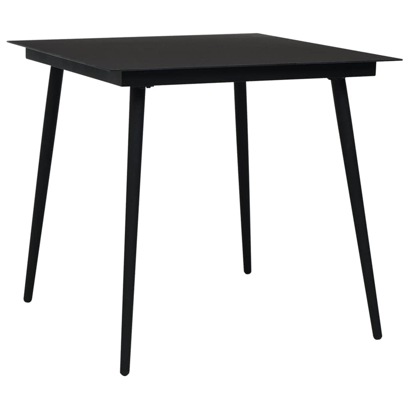 Bowery Hill Contemporary 3 Piece Powder-Coated Steel Dining Set in Black