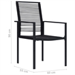 Bowery Hill Contemporary 3 Piece Powder-Coated Steel Dining Set in Black