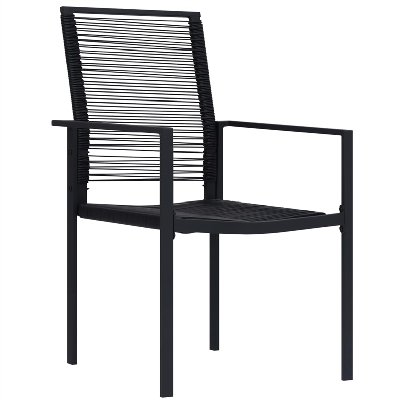 Bowery Hill Powder-Coated Steel/PVC Hollow Rattan/Glass Dining Set in Black