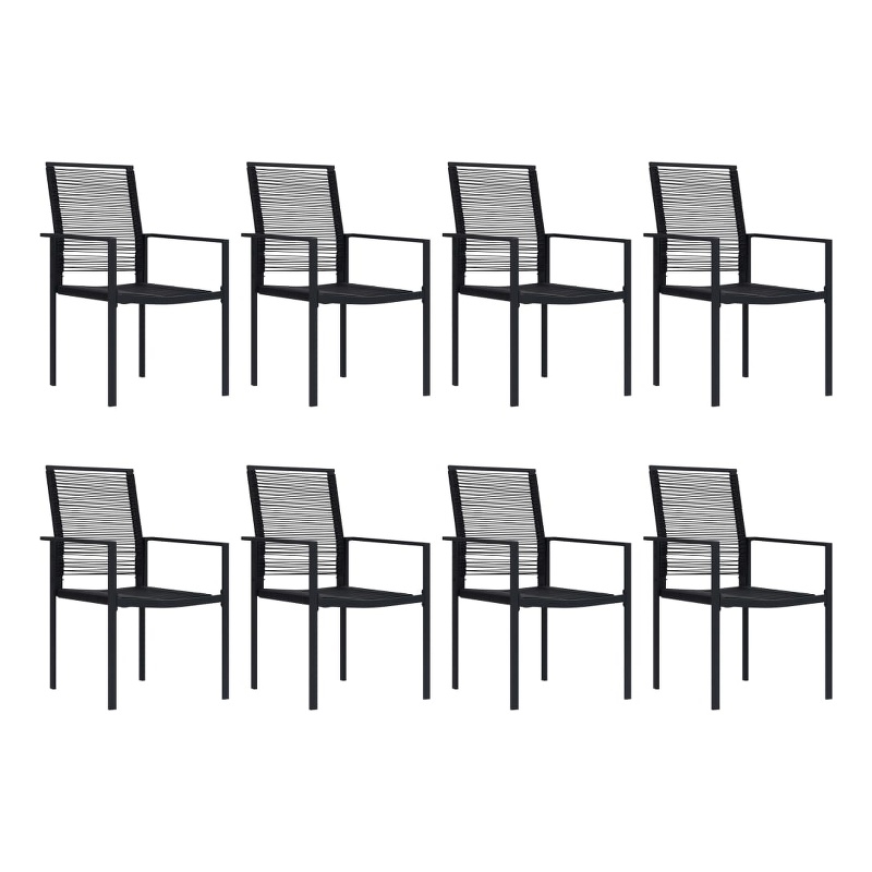 Bowery Hill Dining Set in Black Glass Large Durable Garden Dining Set