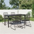 Bowery Hill Contemporary Powder-Coated Garden Dining Set in Black