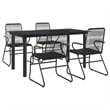 Bowery Hill Contemporary Powder-Coated Garden Dining Set in Black