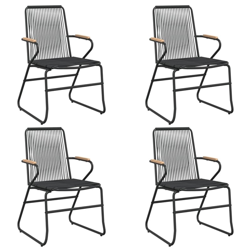 Bowery Hill Contemporary Powder-Coated Garden Dining Set in Black