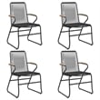 Bowery Hill Contemporary Powder-Coated Garden Dining Set in Black