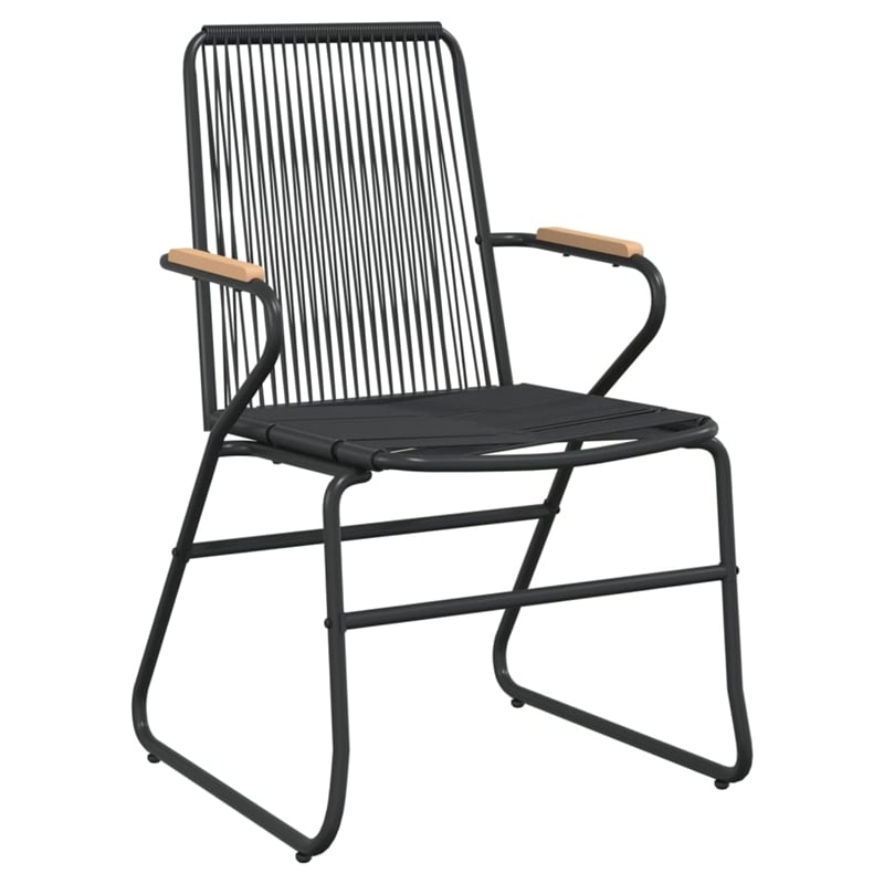 Bowery Hill Contemporary Powder-Coated Garden Dining Set in Black
