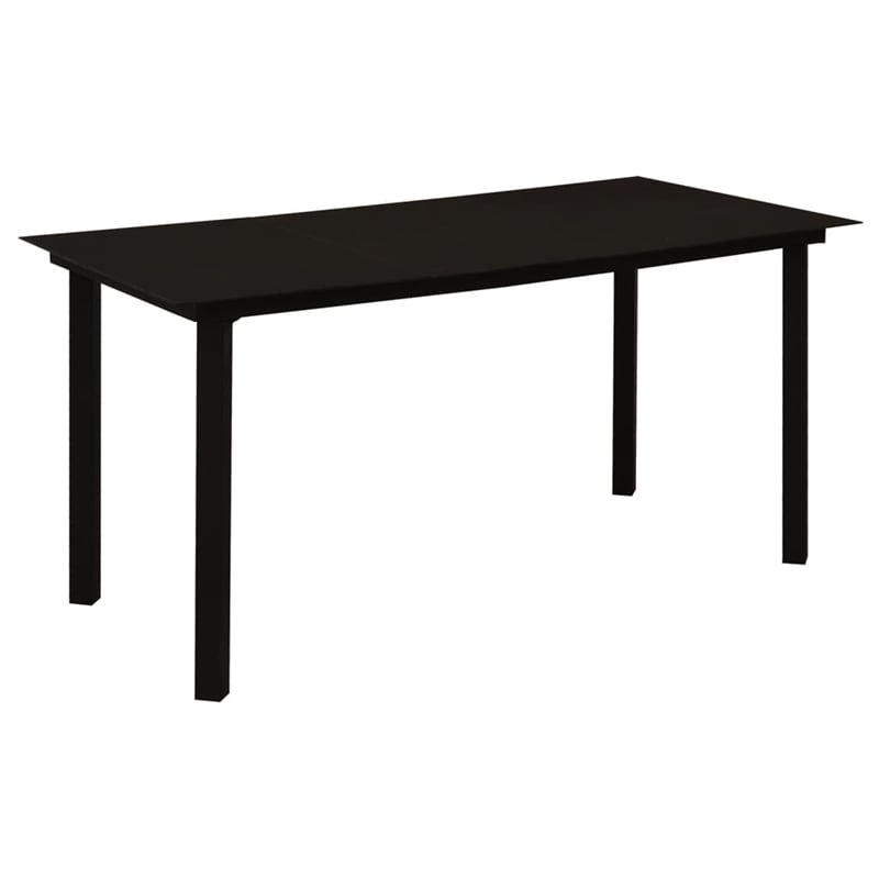 Bowery Hill Contemporary Powder-Coated Garden Dining Set in Black