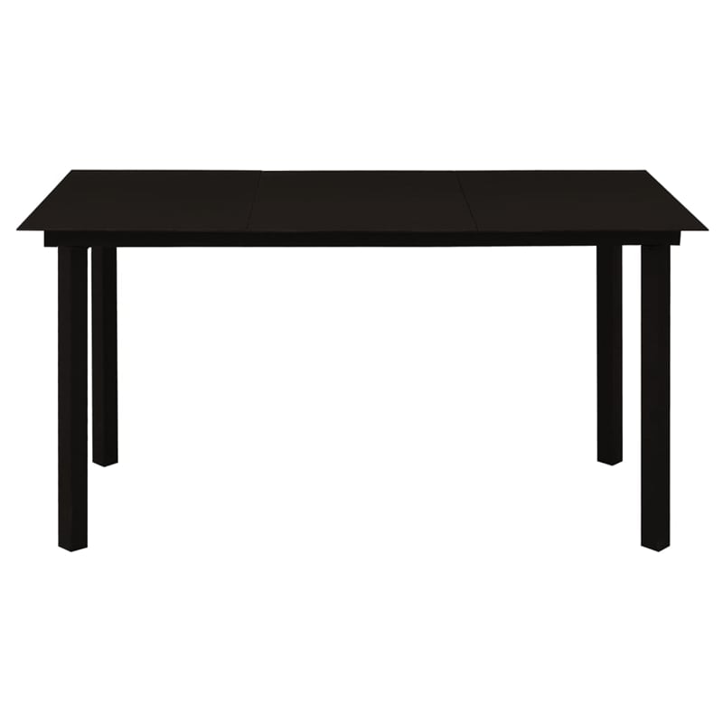 Bowery Hill Contemporary Powder-Coated Garden Dining Set in Black