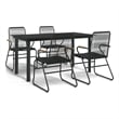 Bowery Hill Contemporary Powder-Coated Garden Dining Set in Black