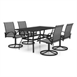 Bowery Hill Contemporary Dining Set Table in Anthracite/Chairs in Gray