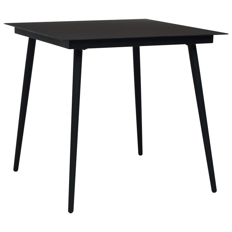 Bowery Hill Poly Rattan/Powder-Coated Steel/Glass Dining Setin Oak/Black
