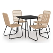 Bowery Hill Poly Rattan/Powder-Coated Steel/Glass Dining Setin Oak/Black