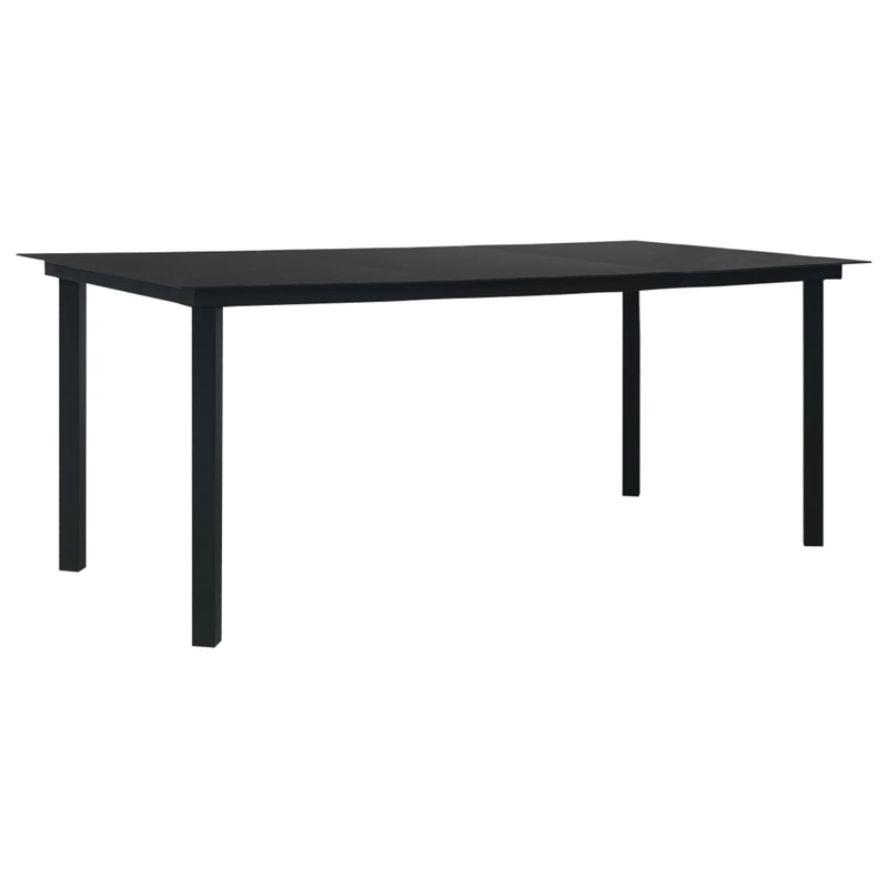 Bowery Hill Contemporary Powder-Coated Poly Rattan Dining Setin Oak/Black