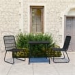 Bowery Hill Poly Rattan/Powder-Coated Steel/Glass Dining Set in Black