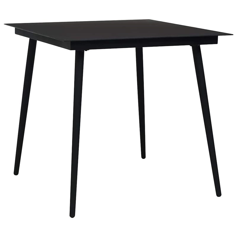 Bowery Hill Poly Rattan/Powder-Coated Steel/Glass Dining Set in Black