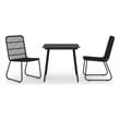 Bowery Hill Poly Rattan/Powder-Coated Steel/Glass Dining Set in Black