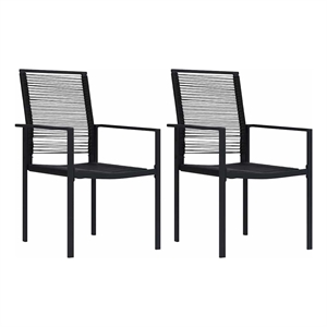 Bowery Hill Dining Set in Black Glass/Powder-Coated Steel/PVC Hollow Rattan