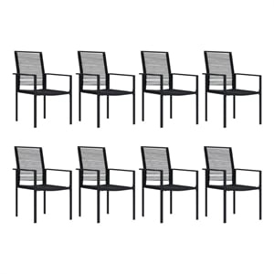 Bowery Hill Dining Set in Black Glass Large Garden Dining Set