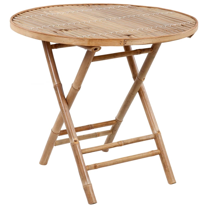 Bowery Hill Patio Dining Set Natural Bamboo/Green Cushion - Set of 4