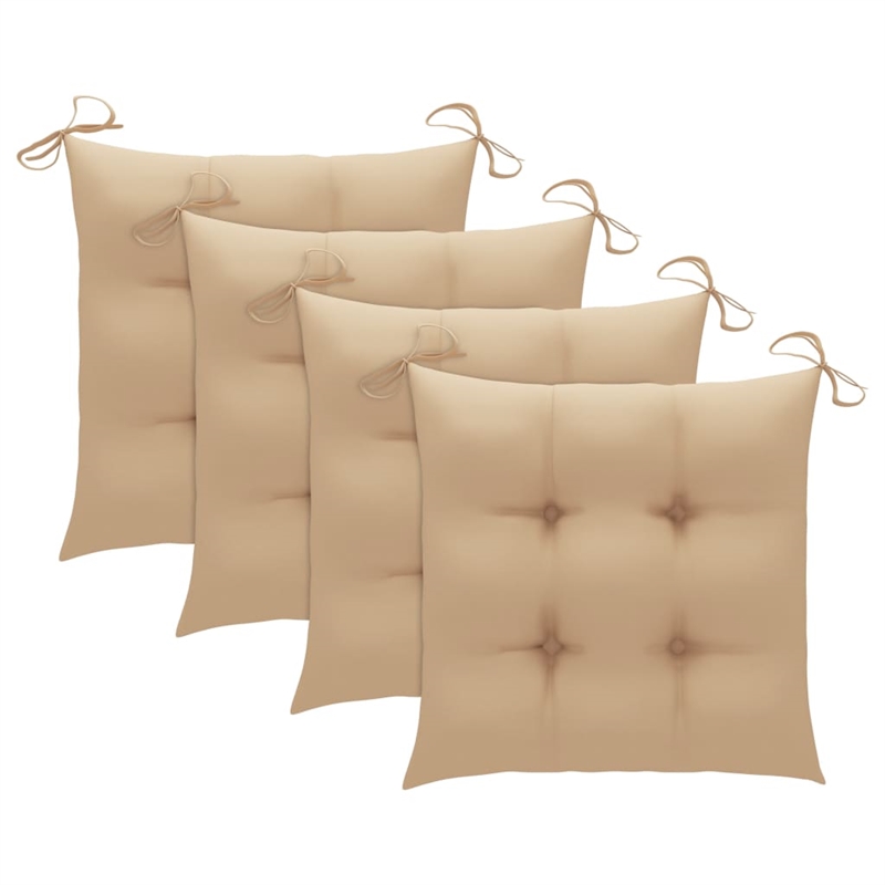 Bowery Hill Patio Dining Set in Beige Bamboo and Polyester Medium - Set of 4