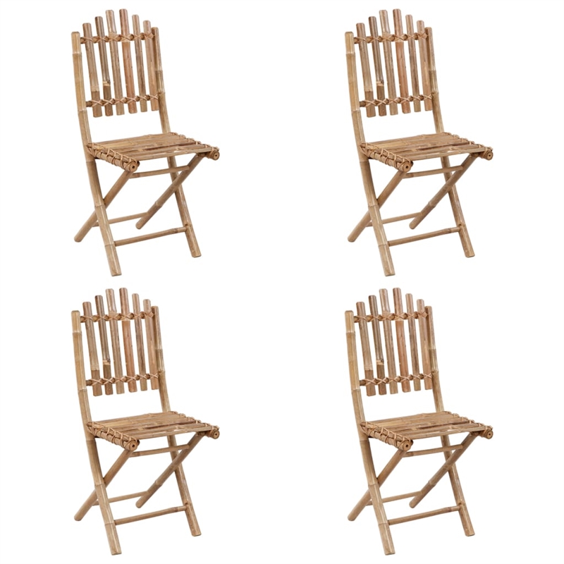 Bowery Hill Patio Dining Set Light Blue Bamboo/Polyester Foldable - Set of 4