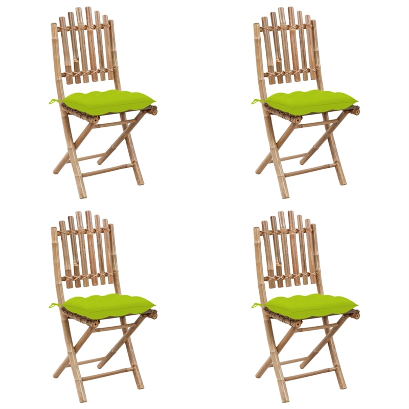 Bowery Hill Patio Dining Set in Brown Bamboo Standard Foldable - Set of 4