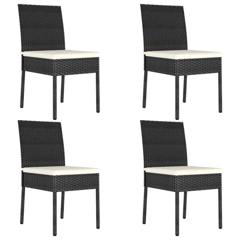 Bowery Hill Dining Set in Black Poly Rattan Durable Dining Set Rectangular