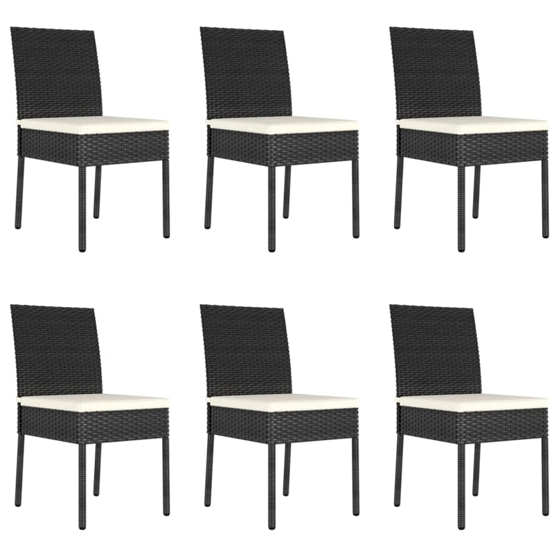 Bowery Hill Poly Rattan/Powder-Coated Steel/Glass Dining Set in Black