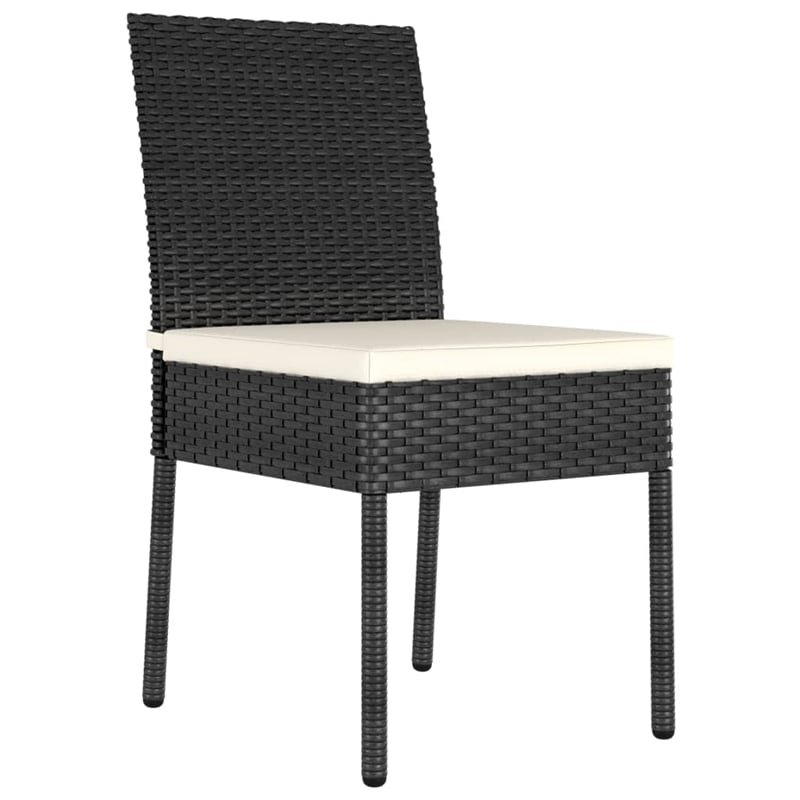 Bowery Hill Poly Rattan/Powder-Coated Steel/Glass Dining Set in Black