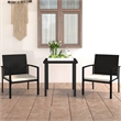 Bowery Hill Dining Set in Black Table and Chairs/Cream Cushions