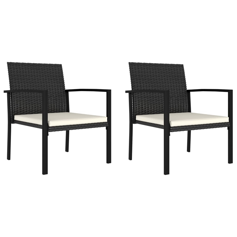 Bowery Hill Dining Set in Black Table and Chairs/Cream Cushions