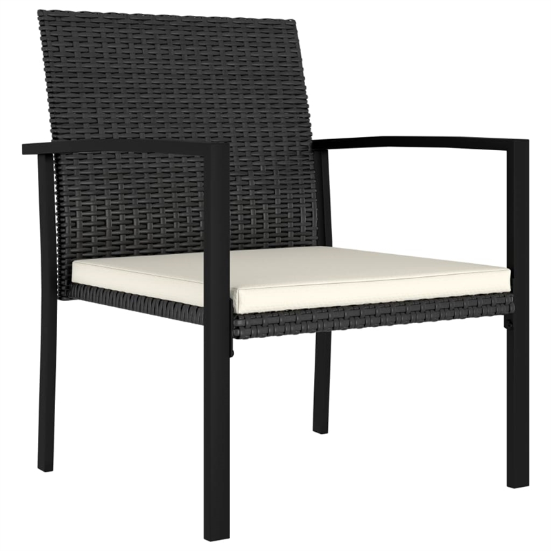 Bowery Hill Dining Set in Black Table and Chairs/Cream Cushions